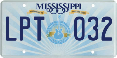 MS license plate LPT032