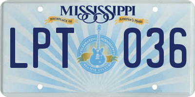 MS license plate LPT036