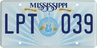 MS license plate LPT039