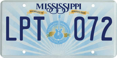 MS license plate LPT072