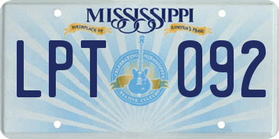 MS license plate LPT092