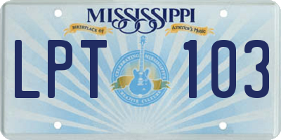 MS license plate LPT103