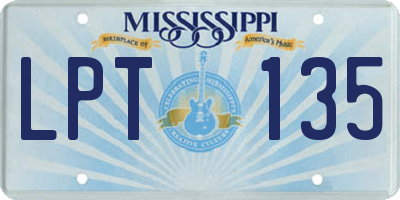 MS license plate LPT135