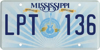 MS license plate LPT136