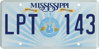 MS license plate LPT143