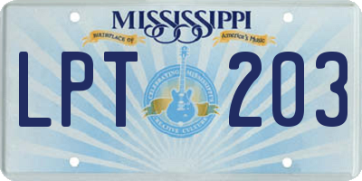 MS license plate LPT203