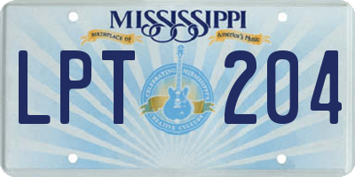 MS license plate LPT204
