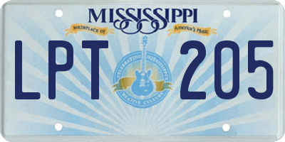 MS license plate LPT205