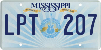 MS license plate LPT207