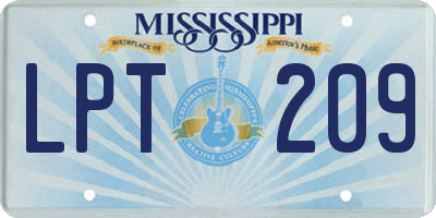 MS license plate LPT209
