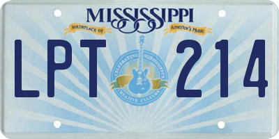 MS license plate LPT214