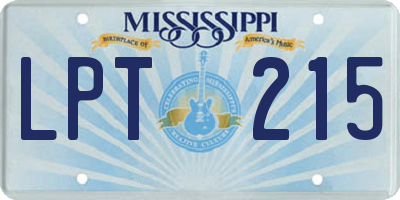 MS license plate LPT215
