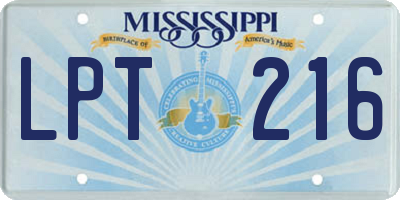 MS license plate LPT216