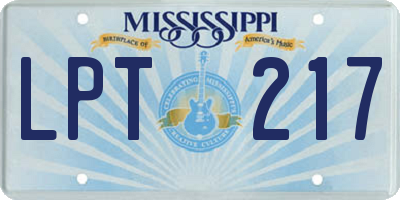 MS license plate LPT217