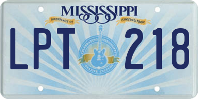 MS license plate LPT218