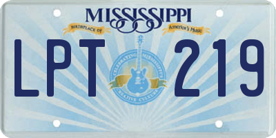 MS license plate LPT219