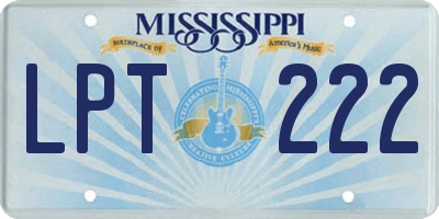 MS license plate LPT222