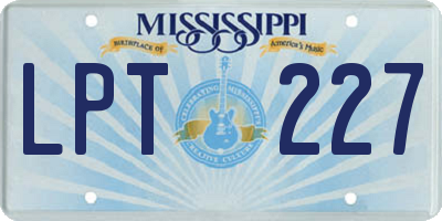 MS license plate LPT227