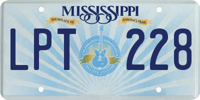 MS license plate LPT228