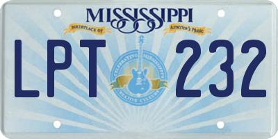 MS license plate LPT232
