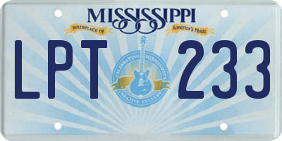 MS license plate LPT233