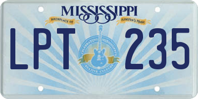 MS license plate LPT235
