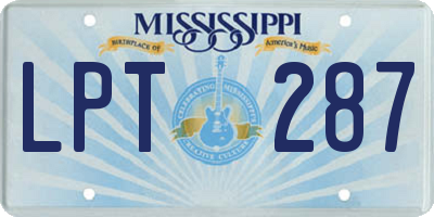 MS license plate LPT287