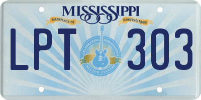 MS license plate LPT303