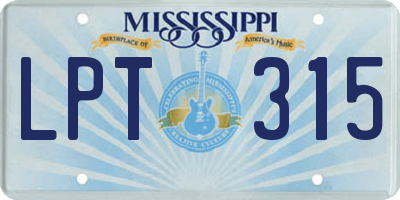 MS license plate LPT315