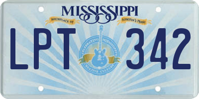 MS license plate LPT342