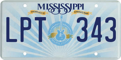 MS license plate LPT343