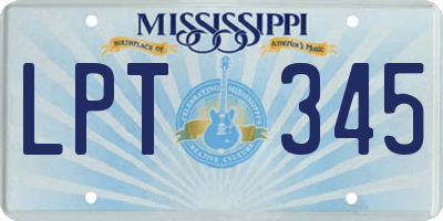 MS license plate LPT345