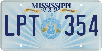 MS license plate LPT354