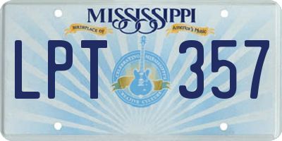 MS license plate LPT357