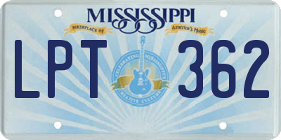 MS license plate LPT362