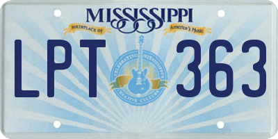 MS license plate LPT363