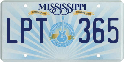 MS license plate LPT365