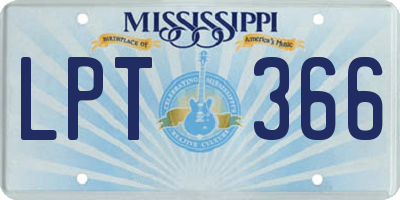 MS license plate LPT366