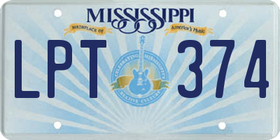 MS license plate LPT374