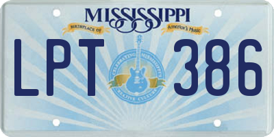 MS license plate LPT386