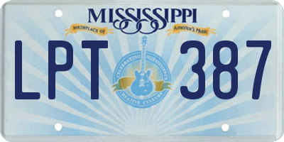 MS license plate LPT387