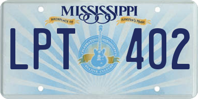 MS license plate LPT402