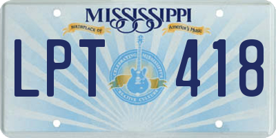 MS license plate LPT418