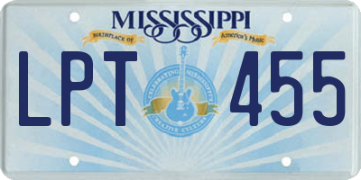 MS license plate LPT455