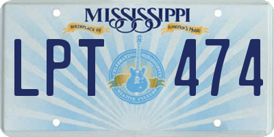 MS license plate LPT474