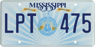 MS license plate LPT475