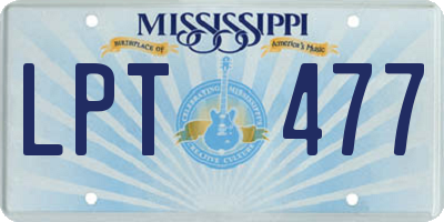 MS license plate LPT477