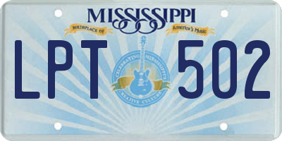 MS license plate LPT502