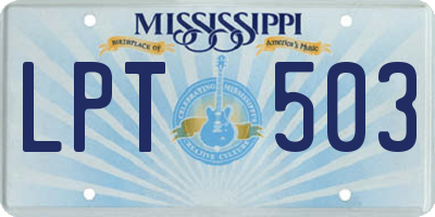 MS license plate LPT503