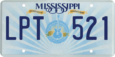 MS license plate LPT521